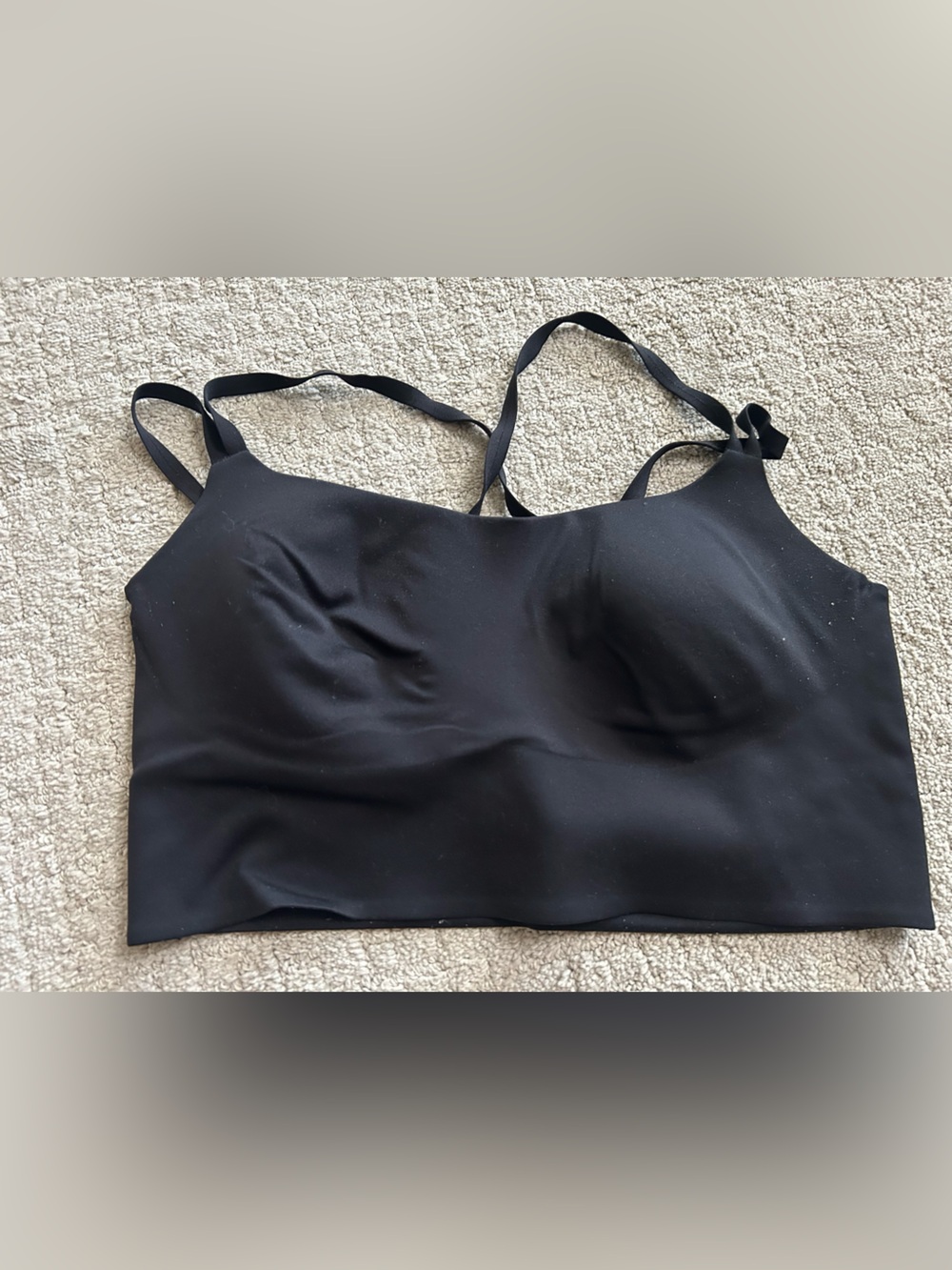 aerie offline Black Seamless longline strappy bra